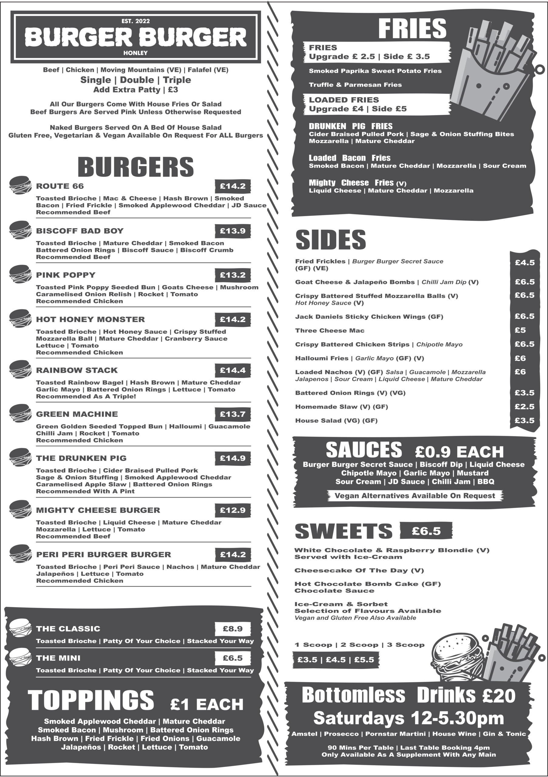 MENU – Burger Burger Honley